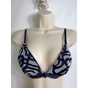 Stance Womens Navy Blue Velvet Flocked Mesh Triangle Bralette Size M Wireless